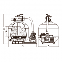Filtro de Piscina Monobloc Ø 500 mm con Bomba 0,75 CV