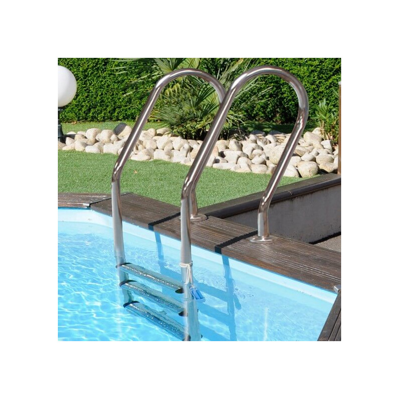 Escalera inox para piscina de madera Gre 126674