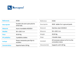 Ladder Acceso Fácil pool enterrada Gre EIE30