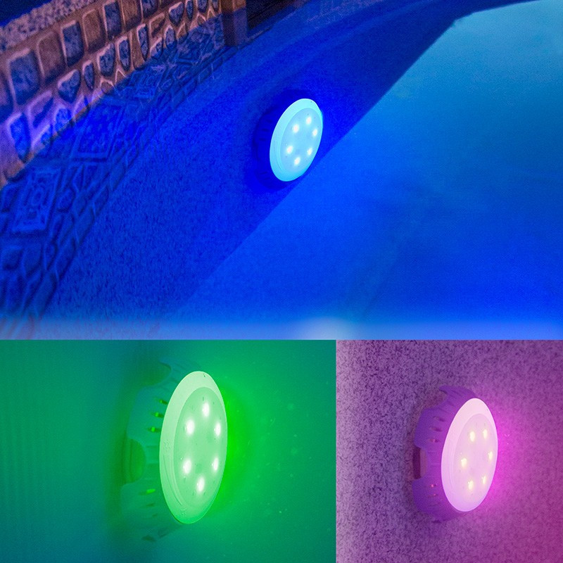 Foco proyector LED RGB colores válvula retorno piscina Gre L
