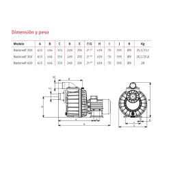 Pump for Nado Contracorriente Espa Nadorself Single-phase and Three-phase
