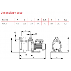 ESPA Pump Nox 25 6m 0,18 Kw 0,25 Cv