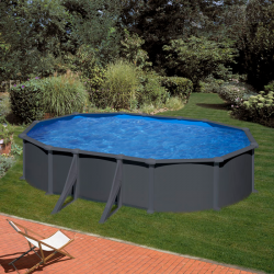Piscina Desmontable de Acero Antracita Gre Granada Ovalada