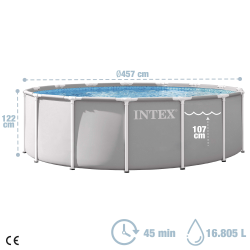 Pool Intex Prism Frame 457 x 122 cm with filter unit and ladder 26726NP
