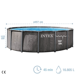 Pool INTEX Greywood Prism Frame 457x122cm with Dep. Cartridge and Ladder 26742np