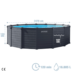 Piscina Intex Graphite Panel 478 x 124 cm con depuradora arena y escalera 26384NP