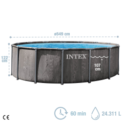 Pool Intex Greywood Prism Frame 549 x 122 cm with dep. cartridge and ladder 26744NP