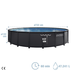 Piscina Intex Ultra XTR Frame 732 x 132 cm con depuradora de arena y escalera 26340NP