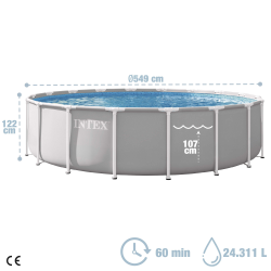 Pool Intex Prism Frame 549 x 122 cm with dep. cartridge and ladder 26732NP