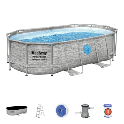Piscina Desmontable Bestway Steel Swim Ovalada 427x250x100cm con Depuradora de Cartucho