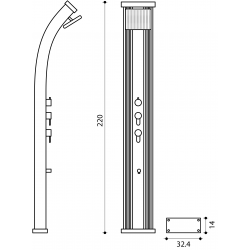 Solar Shower Hybrid Formidra given Curve 40 Litres