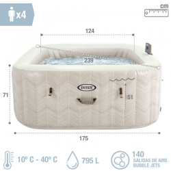 Spa Hinchable INTEX PureSpa Chevron Deluxe 175x175x28cm para 4 Personas