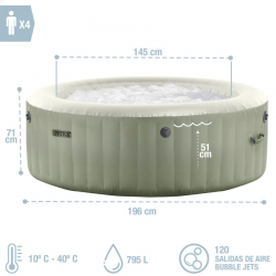 Spa Hinchable INTEX PureSpa Burbujas Verde Oliva Ø196x71cm para 4 personas