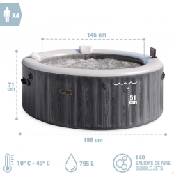 Spa Hinchable INTEX PureSpa Greywood Deluxe con App Ø196x71cm para 4 personas