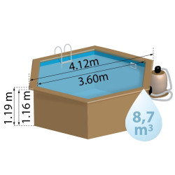 Pool Madera Gre Sunbay Vanille 2 Ø 4, 00 x H. 1, 19 m