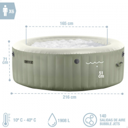 Spa Hinchable INTEX PureSpa Verde Oliva Ø216x71cm para 6 personas