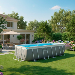 Piscina INTEX Prism Frame 400 x 200 x 122 cm con Depuradora de Arena y Escalera
