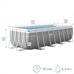 Piscina INTEX Prism Frame 400 x 200 x 122 cm con Depuradora de Arena y Escalera