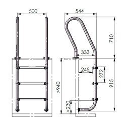 Escalera inox para piscina de madera Gre 126674