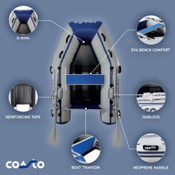 Coasto Slat 230 V2 Inflatable Tender Boat  230 x 135 cm  Carbon Slat Floor  Up to 3 People