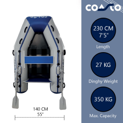 Bote Hinchable Coasto Slat 230 con suelo Carbon Slat 230x135cm Azul para 3 personas