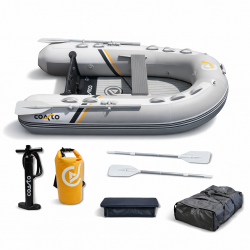 Coasto Premium 248 Inflatable Dinghy with Drop-Stitch Floor, Reinforced PVC and High Stability for 3 Persons