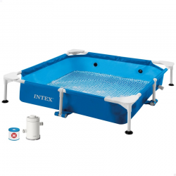 INTEX Square Dog Pool with Filter Pump | Removable Pet Pool 152x152x30 cm