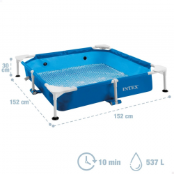 INTEX Square Dog Pool with Filter Pump | Removable Pet Pool 152x152x30 cm