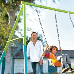 INTEX Triple Garden Swing Set with Seesaw and Gym Trapeze Bar for 5 Children  Heavy-Duty Outdoor Playground Frame