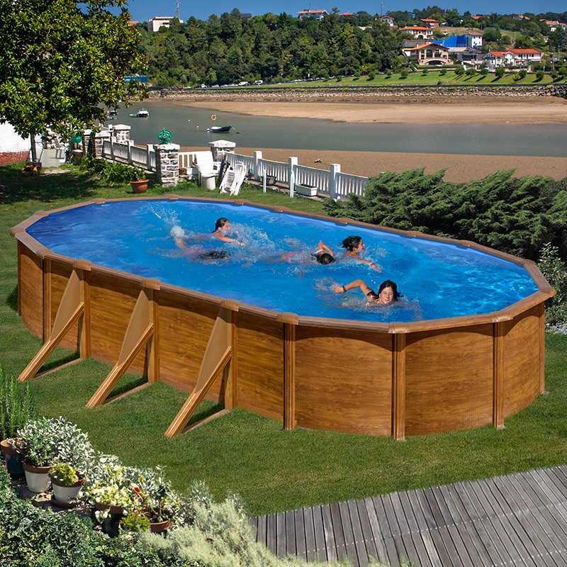 Piscina desmontable Gre Pacific ovalada imitación madera Piscina desmontable Gre Pacific ovalada imitación madera