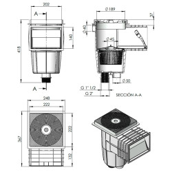 Skimmer 15 L with Standard Opening for Concrete Pools