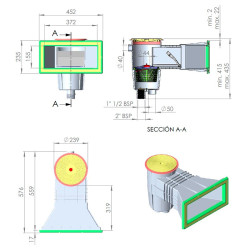 Skimmer 15 L. wide-mouth throat for Concrete Pools