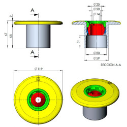 Boquilla de impulsión Multiflow encolar 63 mm