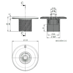 Return inlet nozzle Multiflow for roscar AstralPool 2"