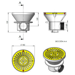 Round Main Drain with Standard 2" Thread for Concrete Pools