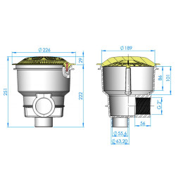 Sumidero Norm ABS rejilla antivortex pool concrete AstralPool