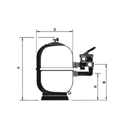 Swimming pool filter Aster AstralPool with valve Lateral