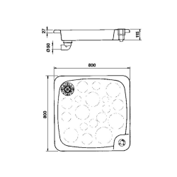 Plato ducha 80x80 anclaje D. 43 AstralPool