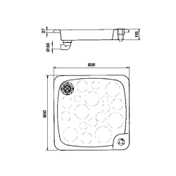 Shower Tray 80x80 with Anchor Ø43 AstralPool
