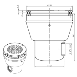 Main Drain Pisc. Pref. Circular AISI-316 Sal. 2''