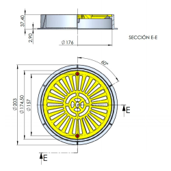 Reja drenaje Ø 200 mm en ABS AstralPool