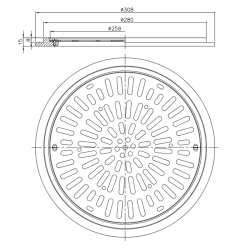 Reja de drenaje piscina hormigón Ø300mm INOX
