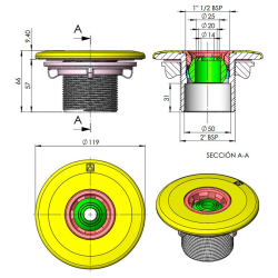 Boquilla de impulsión Multiflow piscina prefabricada