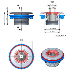 Boquilla de impulsión Multiflow rosca ext. 2" int. 1½"