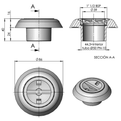 Boquilla de aspiración PN10 AstralPool 24415