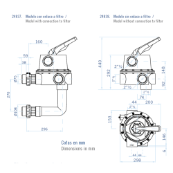 valve selectora Magnum Lateral 2½'' with enlaces a filter AstralPool
