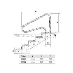 Pool exit handrail with external anchor AstralPool
