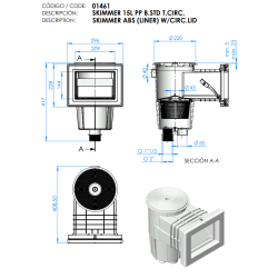 Skimmer 15 L. boca standard piscina liner y prefabricada