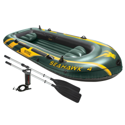 Bote de recreo Hinchable Intex Seahawk 4 con remos y bomba 351x145x48 cm 68351NP