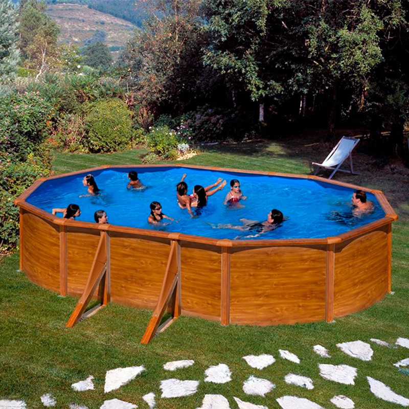 PISCINA DESMONTABLE 3,50X1,20 CIRCULAR GRE CHAPA EXTERIOR EFECTO MADERA  AGOTADO TEMPORALMEMTE - TU TIENDA DE AQUA Y RIEGO